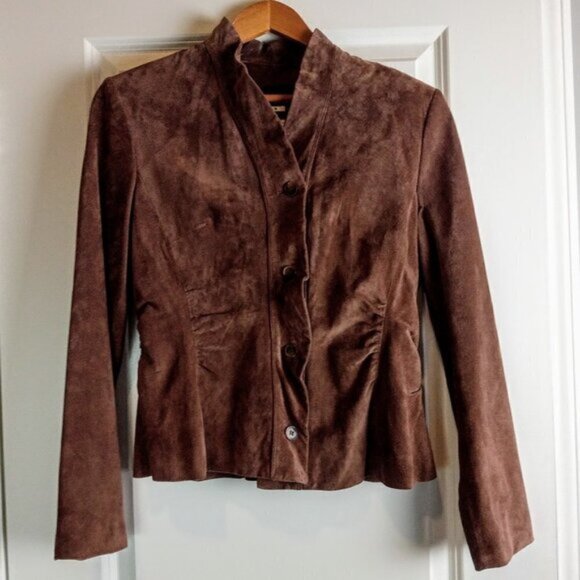 Jones New York Brown Suede Fitted Jacket - Picture 1 of 7